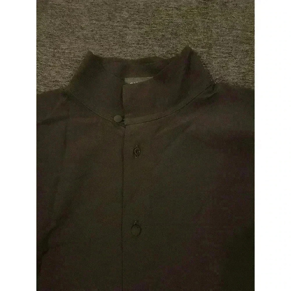 NEW Eskandar 1 100% Silk A-Line Stand Collar Button Up Blouse Shirt Top Black - Picture 8 of 8